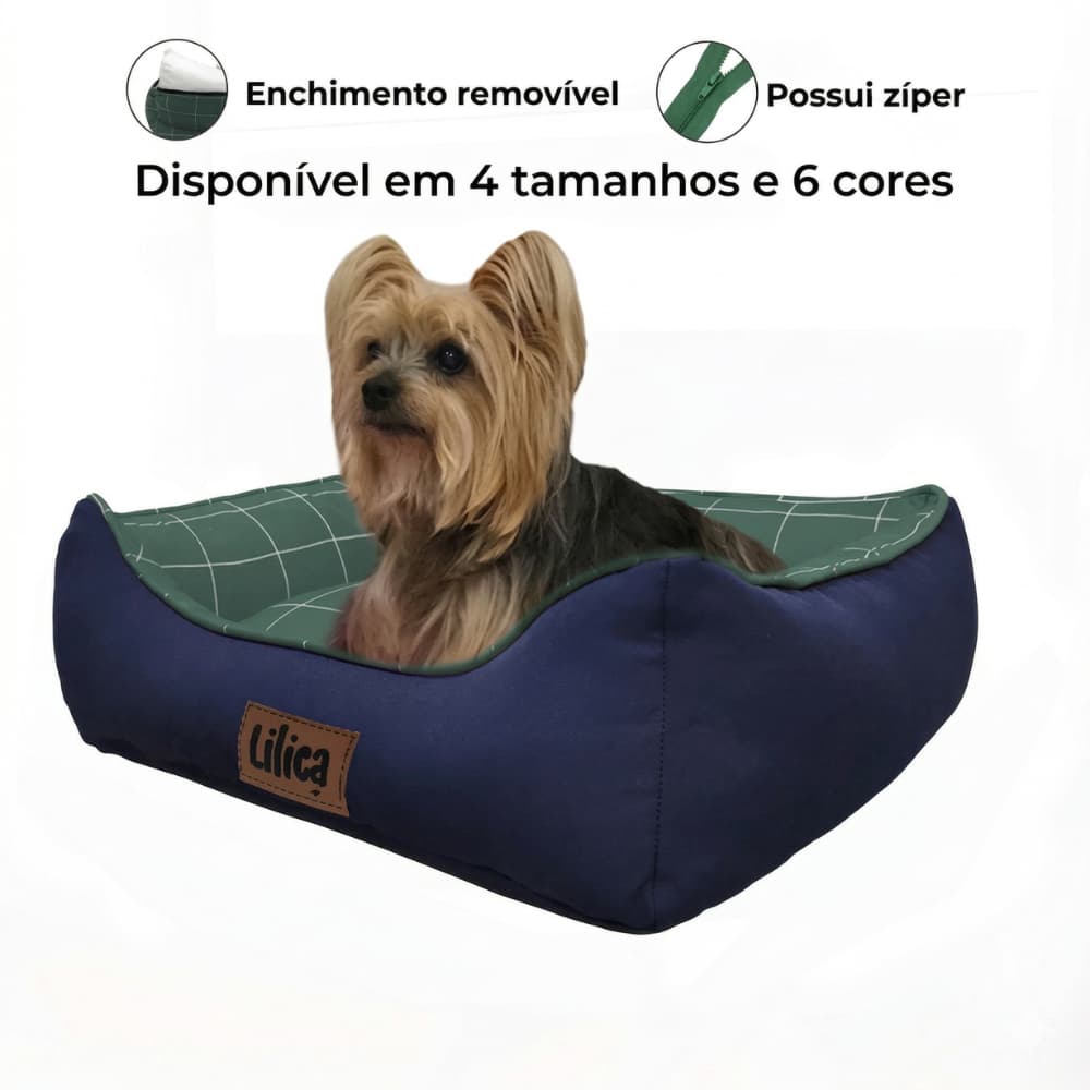 Cama pet algodão lavável antialérgica com zíper confortável caminha cachorro e gato square