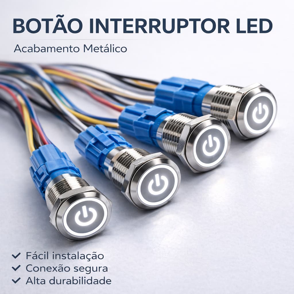 Kit Botões Interruptor Metal LED Push Button Painel 12V | ENVIO RÁPIDO
