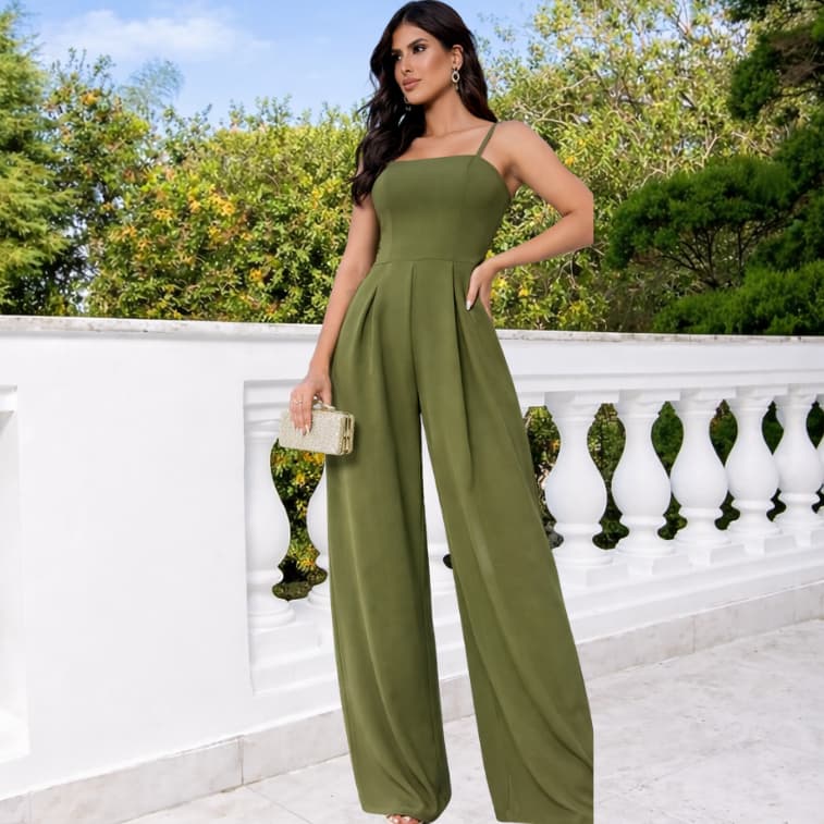 Macacão feminino longo elegante tecido tuna alça regulável P ao GG Moda tendencia