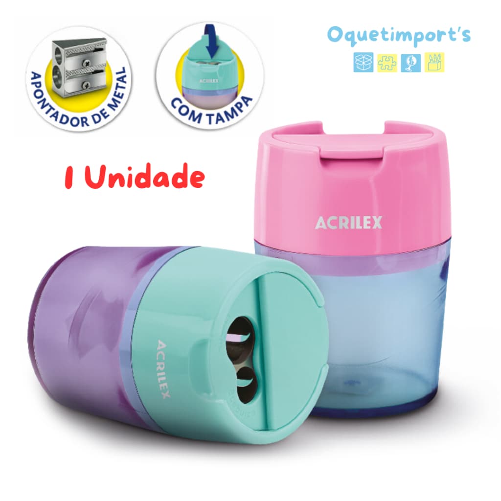 Apontador De Metal Duplo Com Depósito e Tampa Acrilex