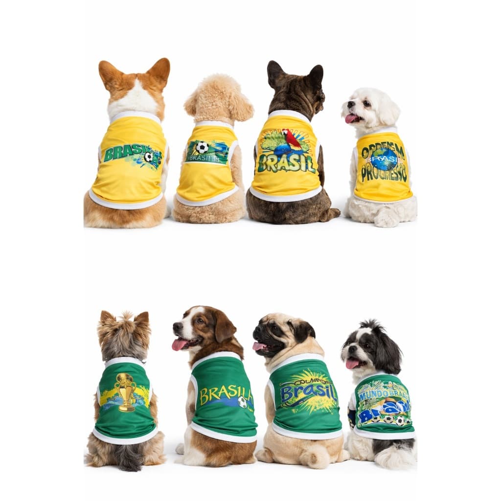 ROUPA PET NOVA BRASIL FUTEBOL COPA DO MUNDO FANTASIA CAMISA PET GOL TORCIDA