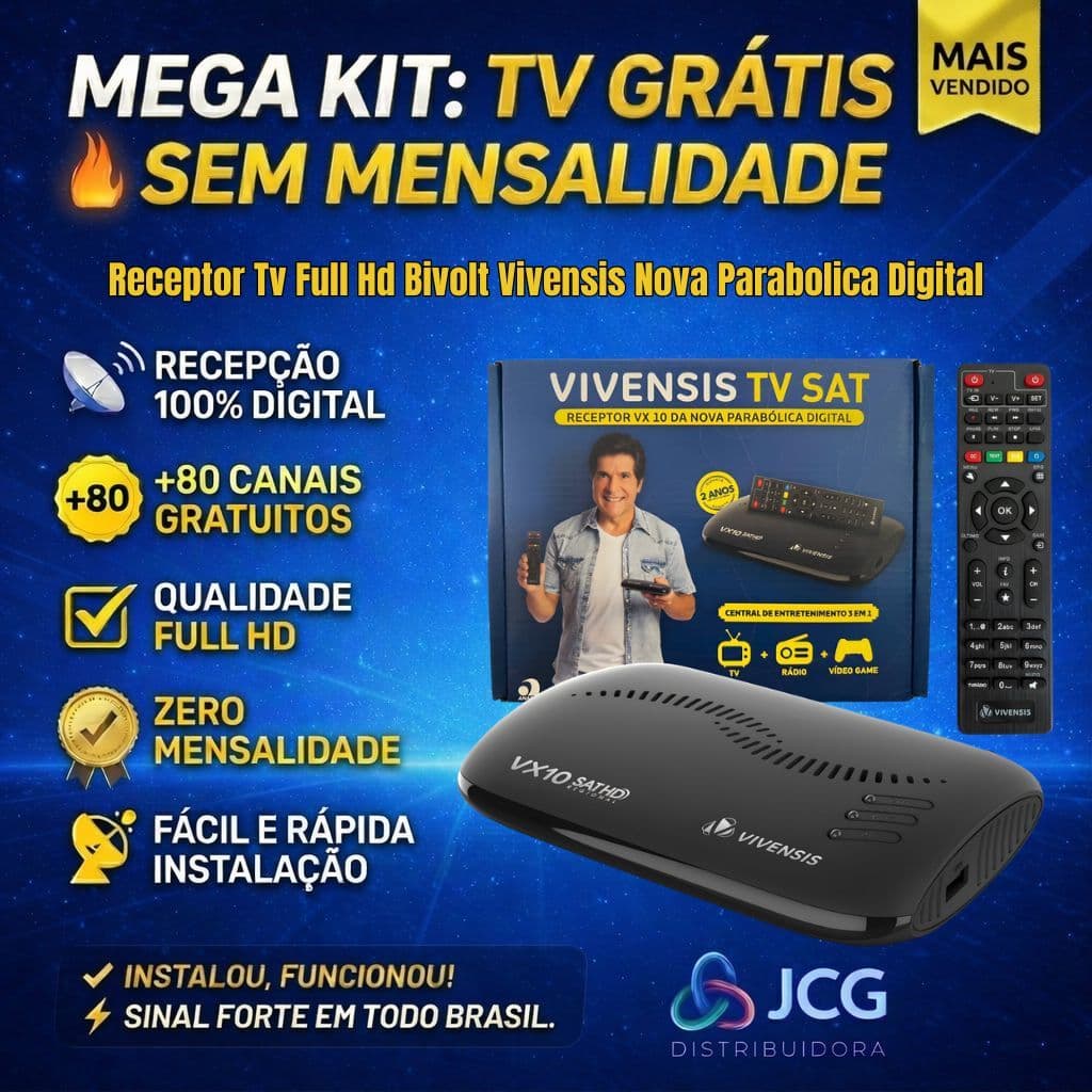 Receptor Vivensis Vx10 Nova Parabólica Digital Sathd Preto 127/220v