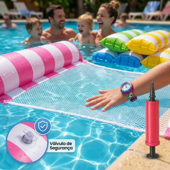 Bóia Flutuante com Rede para Piscina 120x80cm – Colchão Inflável Confortável para Relaxar no Verão