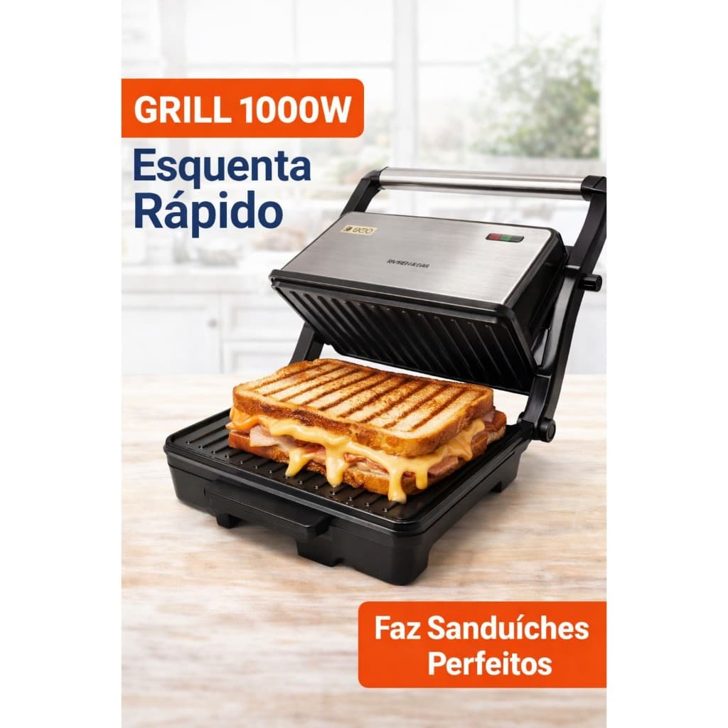 Sanduicheira E Grill Premiun1000w Inox 127V