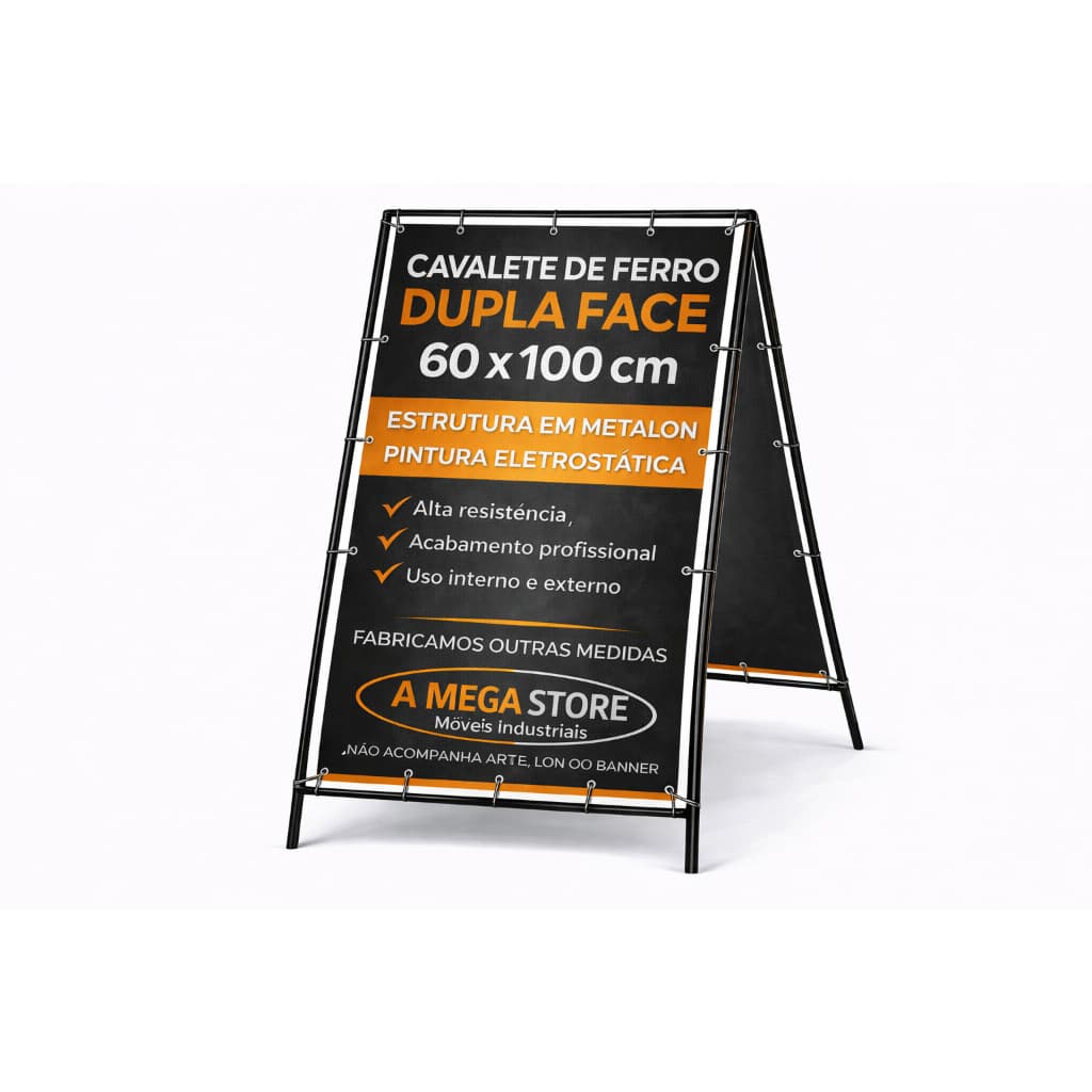 Cavalete Ferro Calçada Totem Propaganda Banner 60 X 100cm