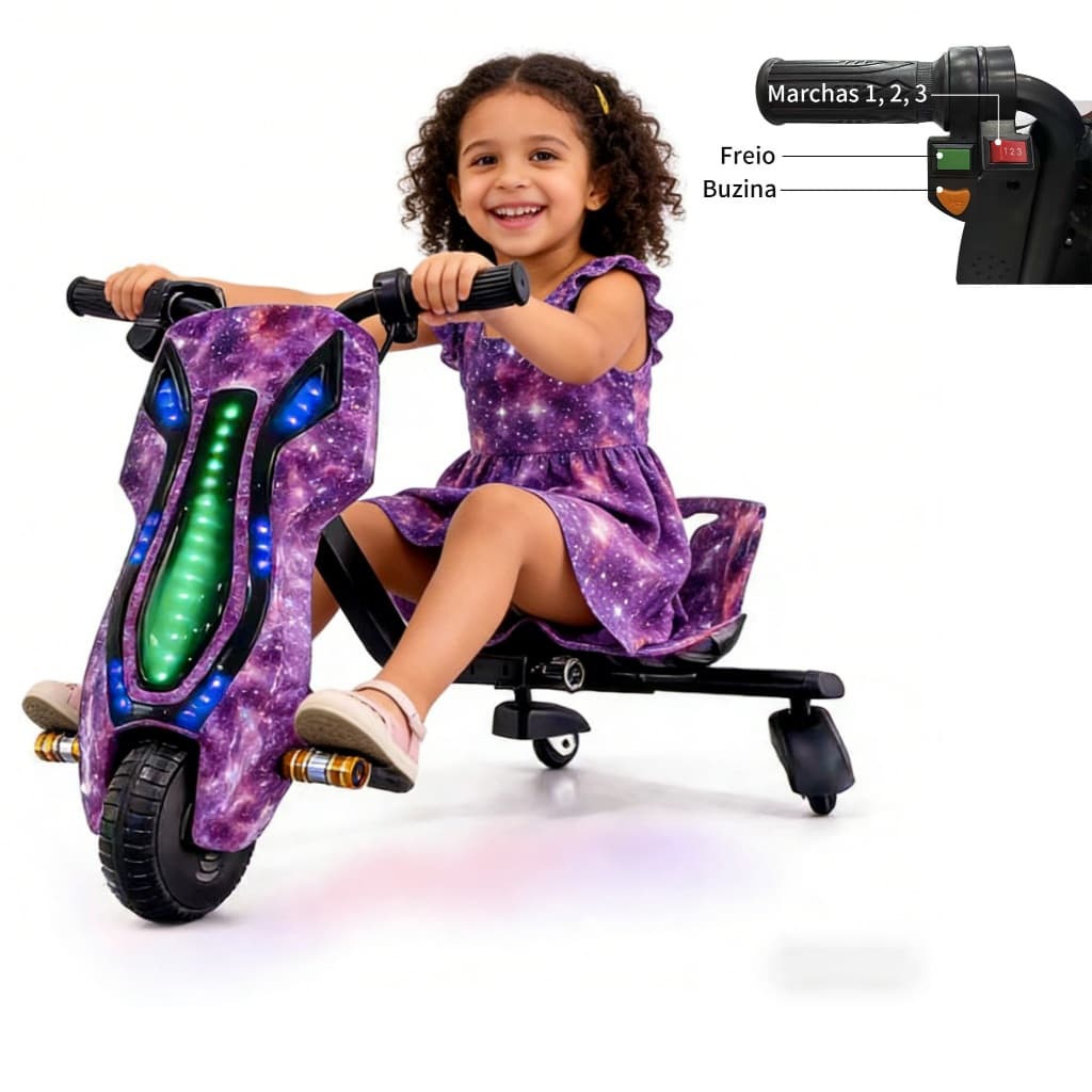 Triciclo Elétrico Drift para Crianças e Adultos Drift Kart Elétrico