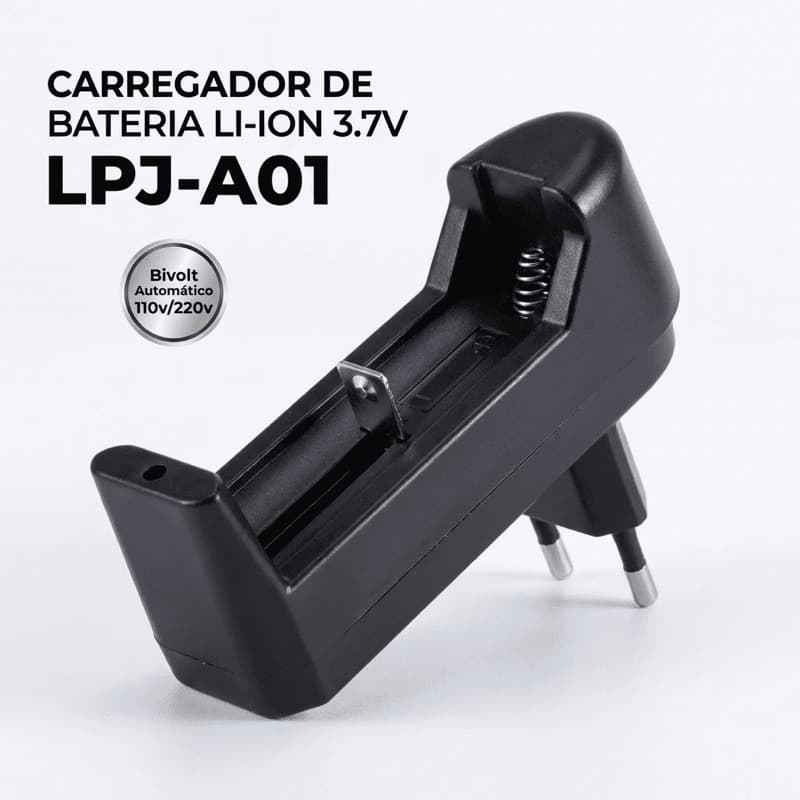 Carregador Bateria Lítio 18650 Luatek LPJ-A01 Bivolt LED Lanterna Tática 14500 16340