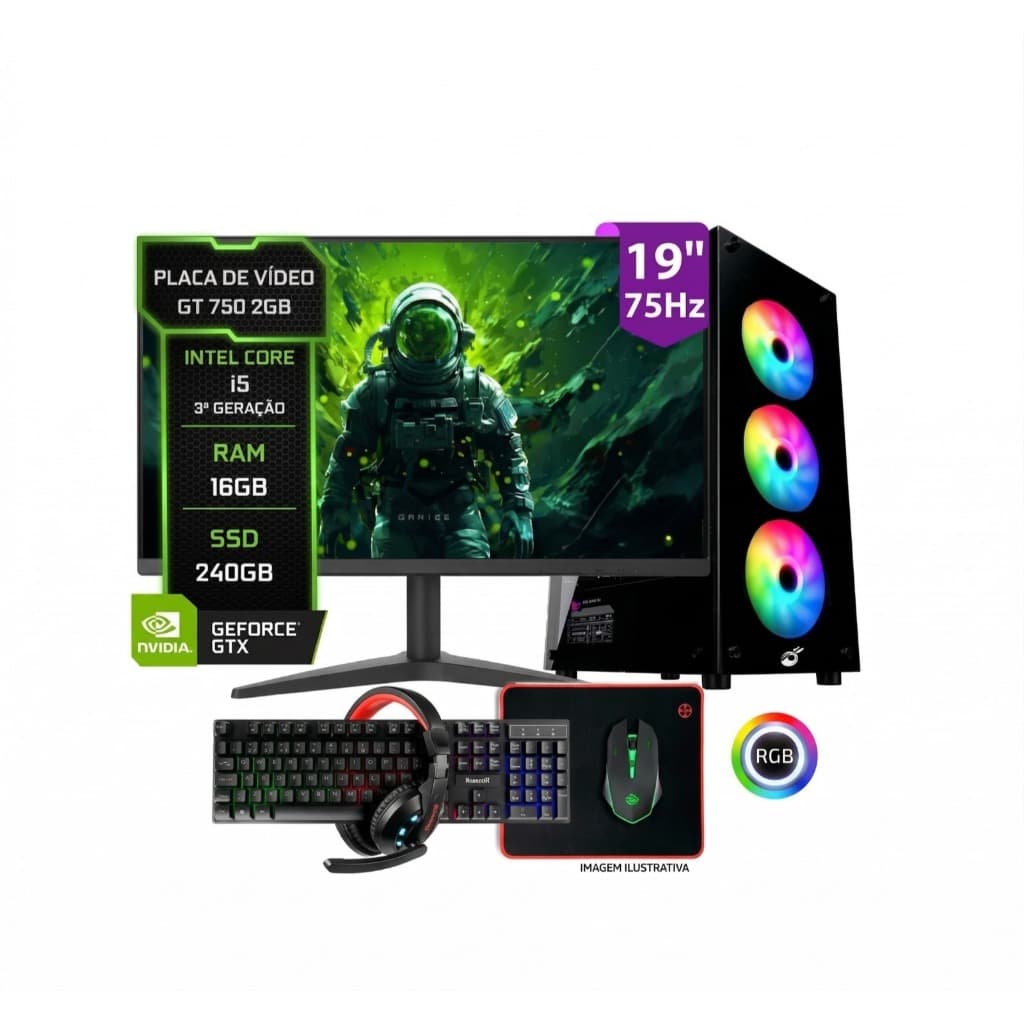 Pc Gamer Completo Setup Ninja Shadow Ii, Intel Core I5, 16gb Ram, Ssd 240gb, GTX 750 Placa de Video2gb