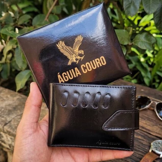 Carteira Masculina Couro 100% Legitimo Premium com Fecho Porta Cartão CNH