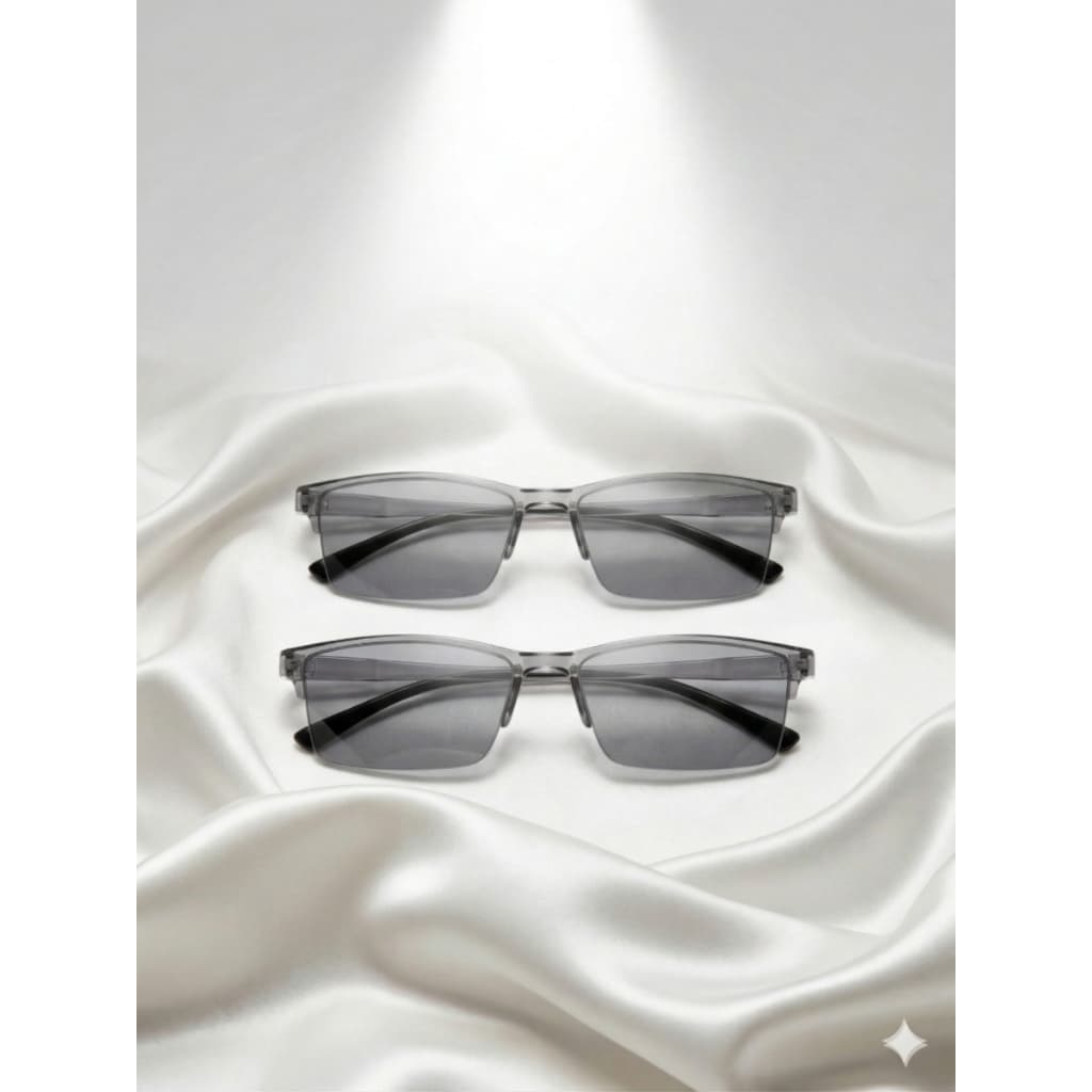 Kit com 2 óculos Unissex “Zoom Automático Premium – Cinza” “Olhar Moderno”