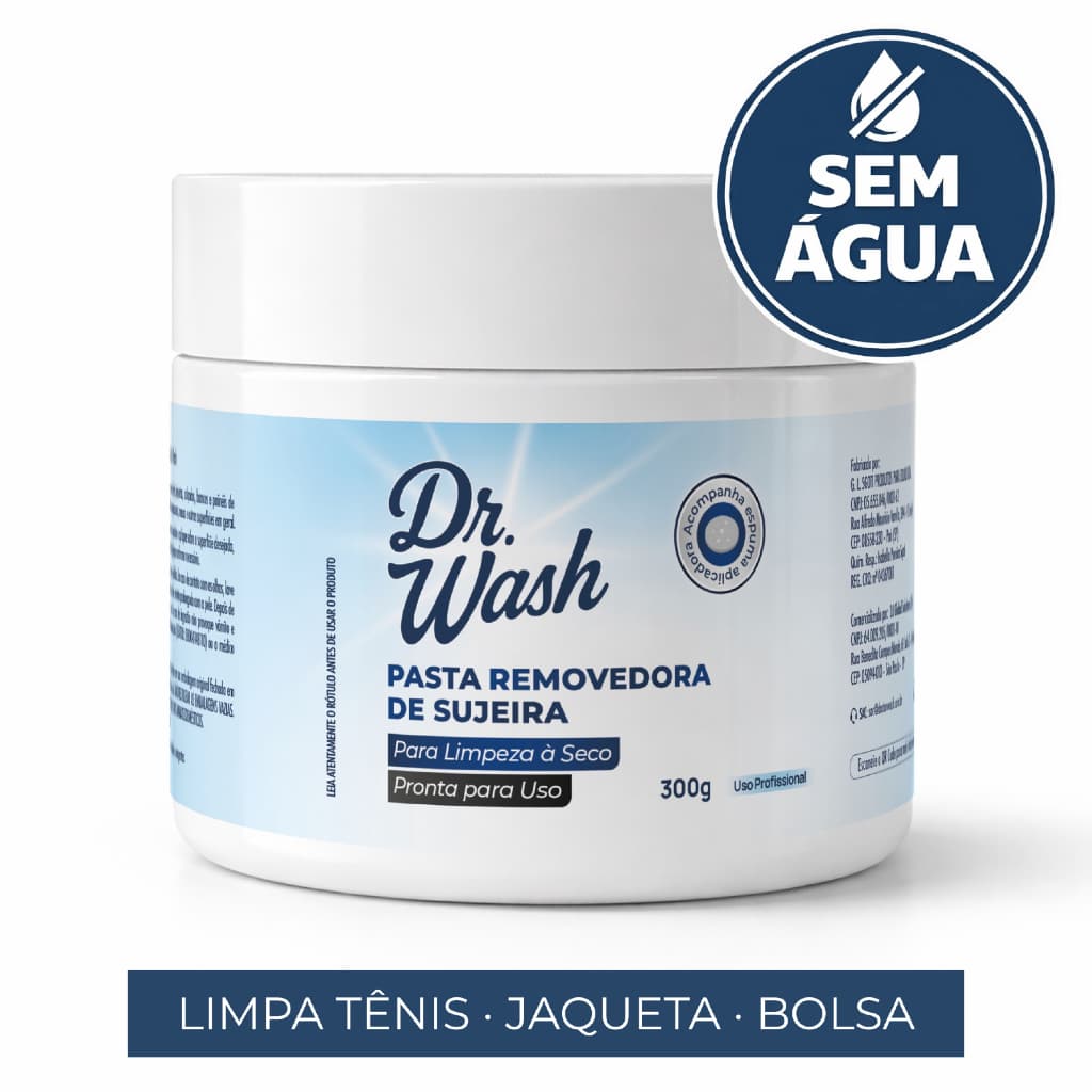 Pasta Removedora Manchas Dr. Wash Tênis Calçados Jaqueta Bolsa Couro Limpeza Seco 300g