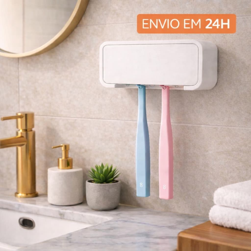 Suporte de Parede Protetor de Escova de Dente Para  Banheiro  -  Escovas Sempre Secas