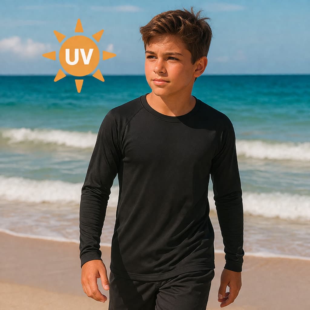 Kit 2 Camisa Térmica Infantil Proteção Uv 50+ Segunda Pele Camiseta Malha Fria Masculino Manga Longa