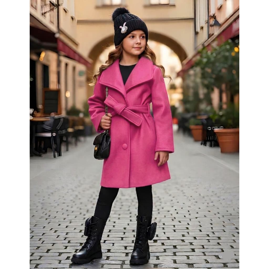 Casaco Soft Infantil Sobretudo Com Botões e Amarração Inverno