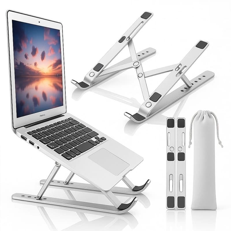 Suporte para laptop de alumínio dobrável, portátil, ajustável Dobrável Portátil