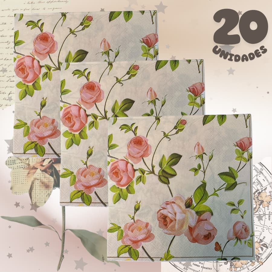 Guardanapo De Papel Folha Dupla 20 Un Jardim de Rosas Decoupage 
