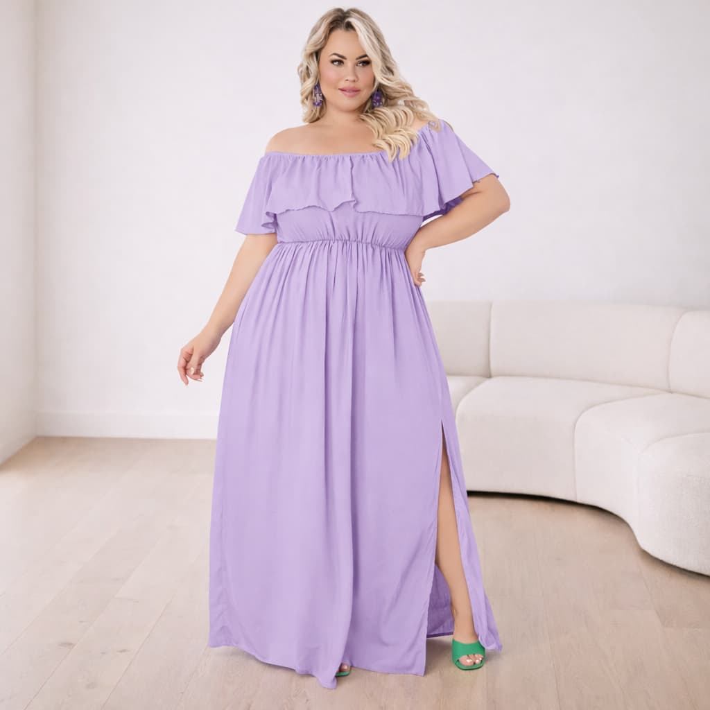 Vestido Feminino Plus Size Confortável Soltinho Com Fenda Para Grávida Elegante Casual Gestante