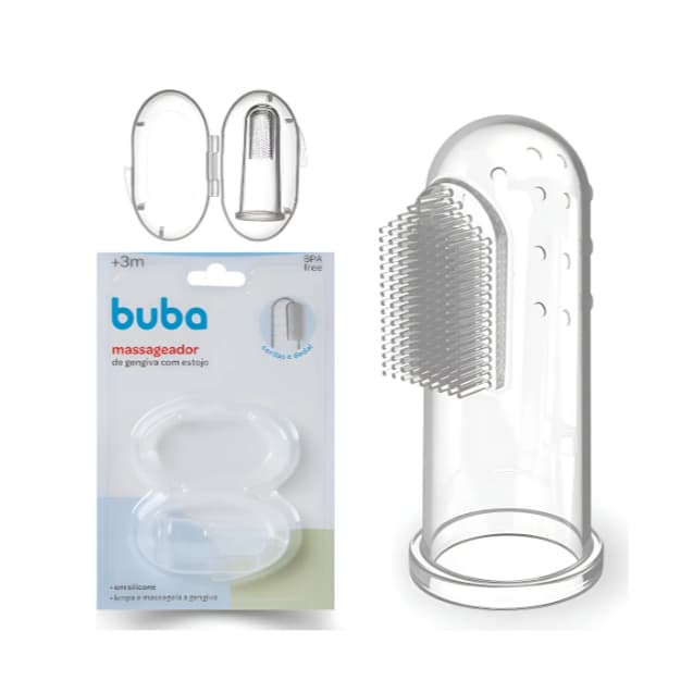 Escova Massageadora De Gengiva Para Bebê Com Estojo Buba