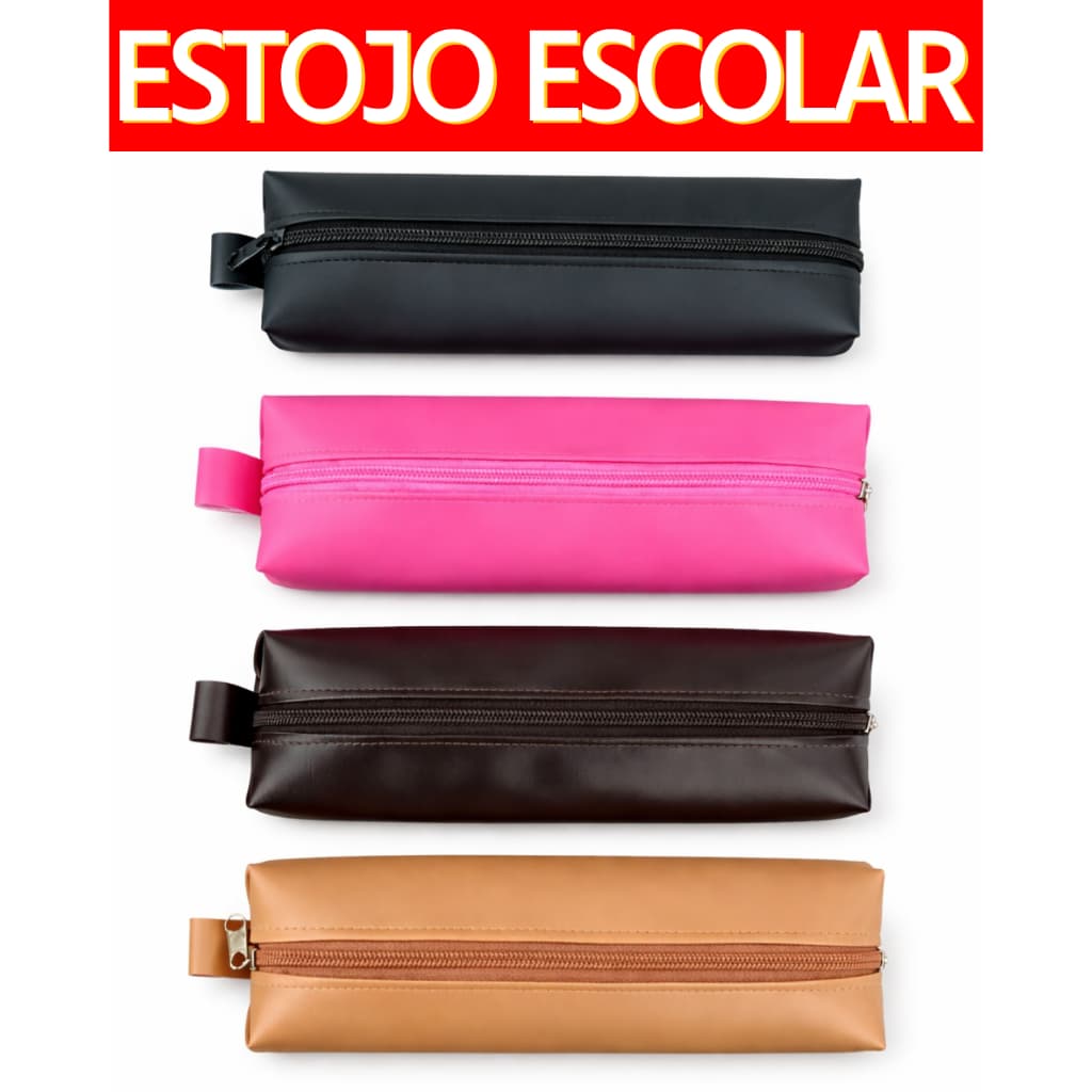 Estojo Escolar Couro Sintético Premium Faculdade Organizador Multiuso Feminino Masculino Compacto