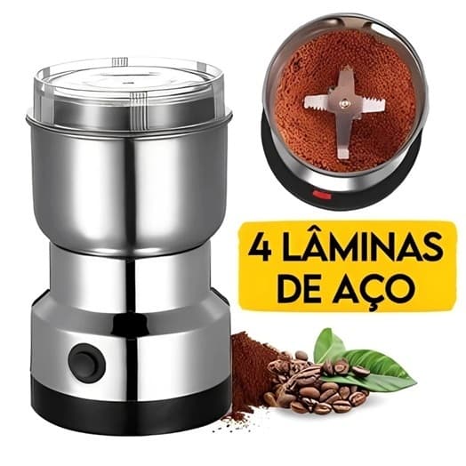 Moedor De Café 110v ou 220v Elétrico Grãos Aço Inox 4 Lâminas Pronta Entrega
