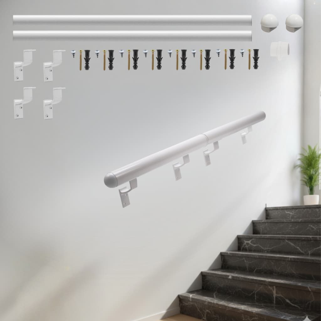 Tubo Corrimão 2,00 Metros Em Alumínio Redondo Para Escada Parede Bipartido