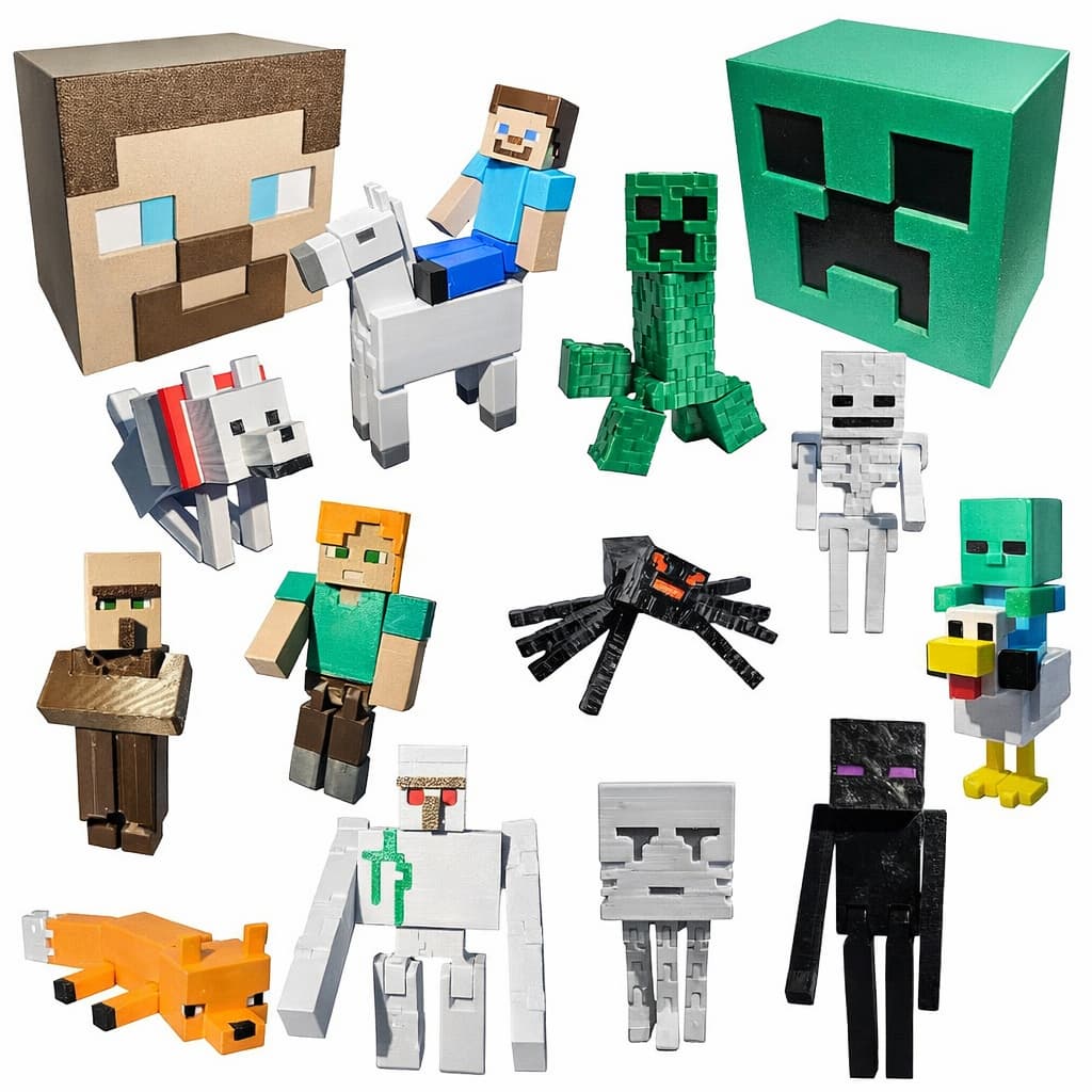 Caixa Bloco Mine craft - 7 ou 14 bonecos miniaturas articuladas de personagens rico de detalhes