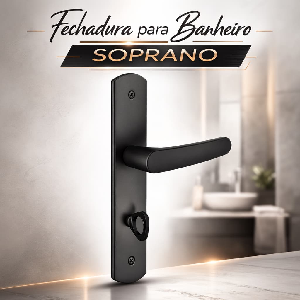 Fechadura Para Banheiro Soprano Acabamento Preto Fosco Anti Ferrugem