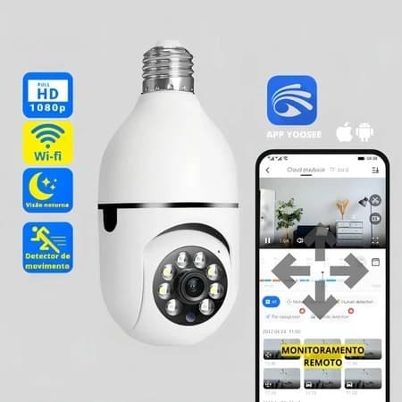 Câmera Segurança Prova D'água Infravermelho Lâmpada Sem Fio Wifi - Yoosee