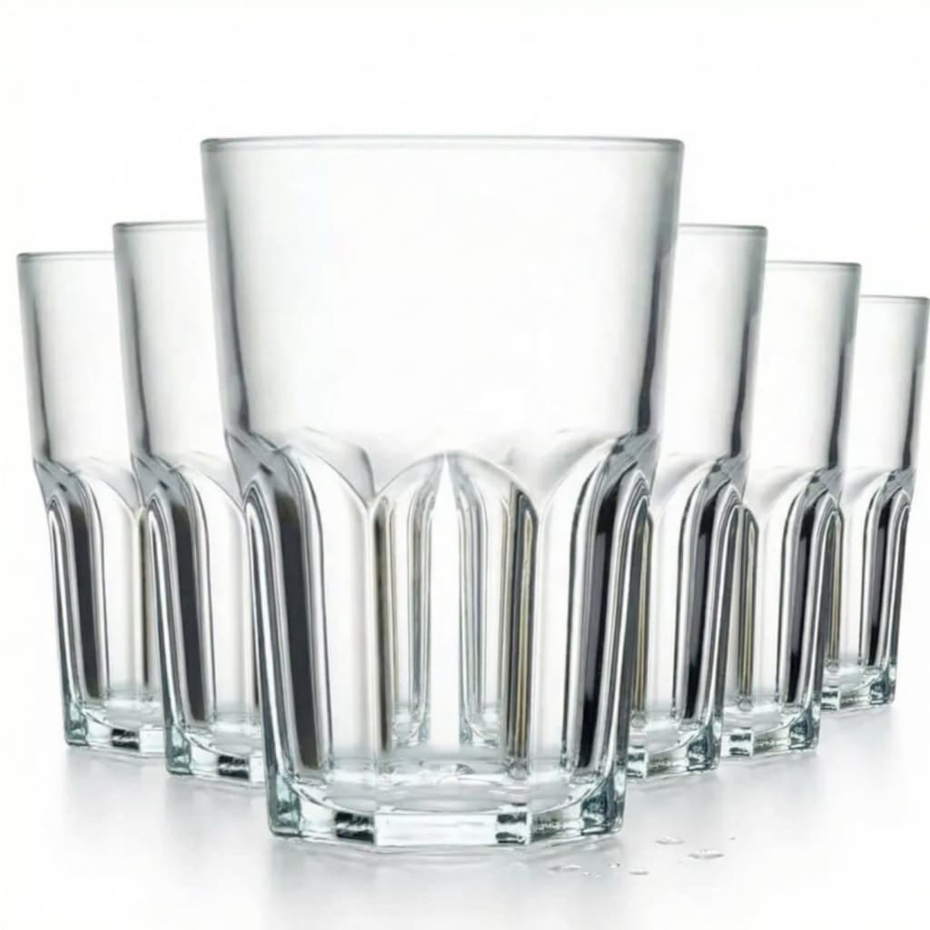 Jogo De Copos Em Vidro Kit 6 Peças Cozinha Água Suco Drink Refrigerante 350ml Mesa Posta Casa Nova