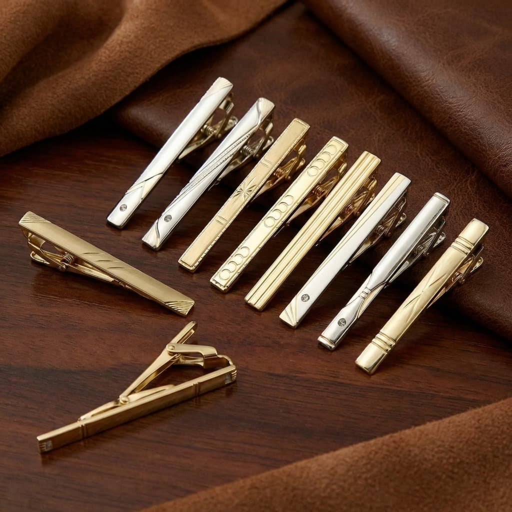 KIT COM 3 PRENDEDOR DE GRAVATA SLIM DOURADO