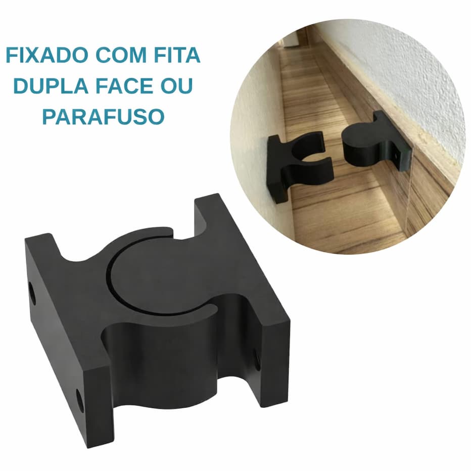 Trava Para Porta Fixador Prendedor de Porta Acompanha Fita Dupla Face Batedor Segura Batente Parede