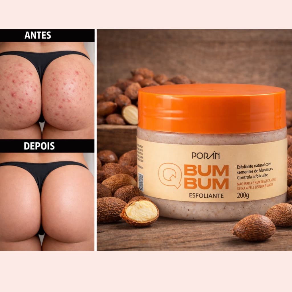 Q BumBum Esfoliante Controla Foliculites Pele Lisinha e Macia Porán 200G
