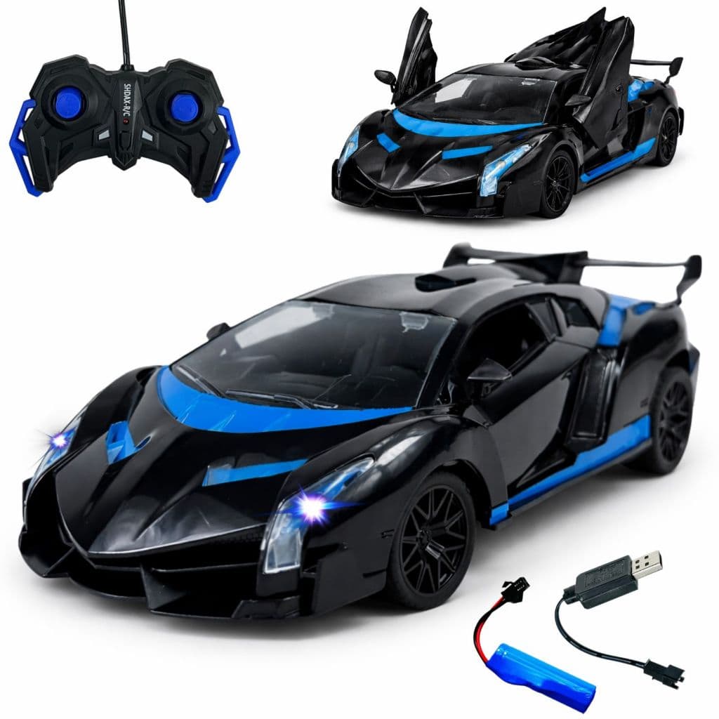 Carrinho Controle Remoto Vermelho Solta Fumaça E Abre Portas No Controle Modelo Esportivo Recarregável