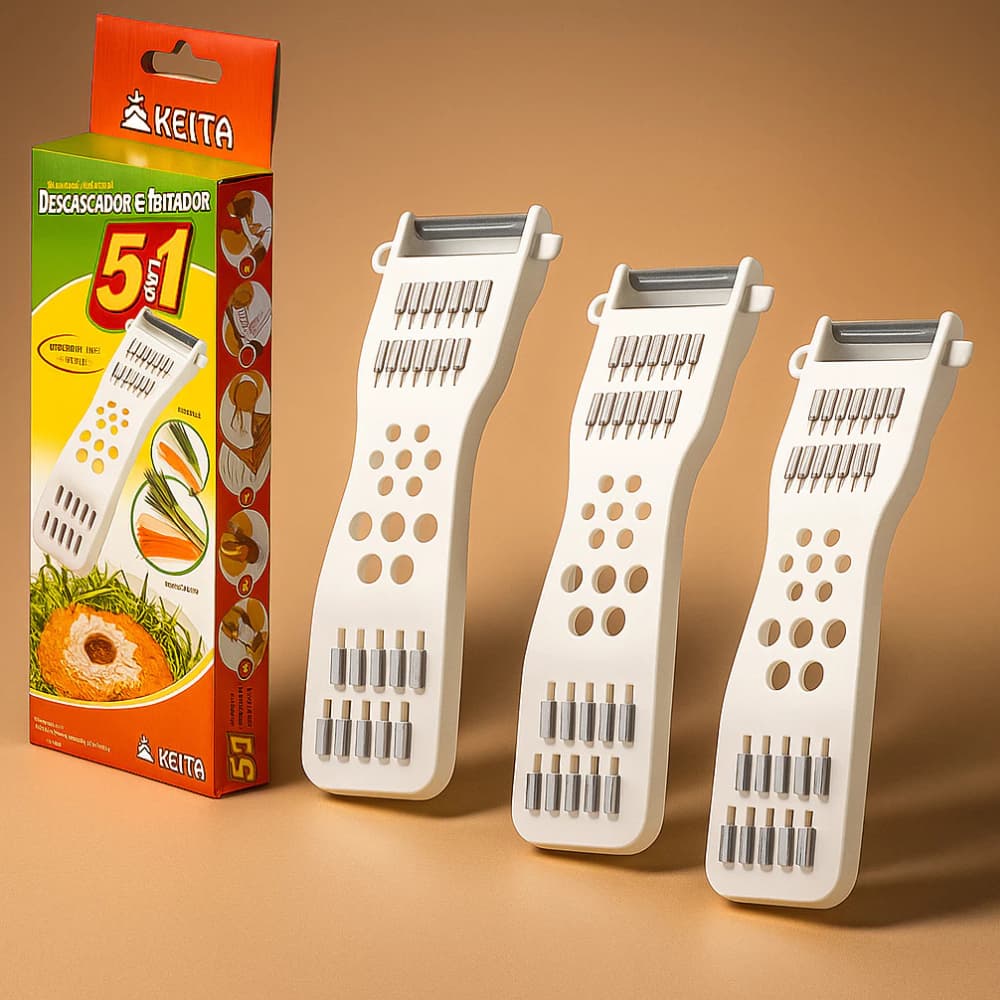 Ralador de Legumes Cortador de Legumes 5 em 1 Descascador de Legumes e Alho Fatiador Cozinha KEITA