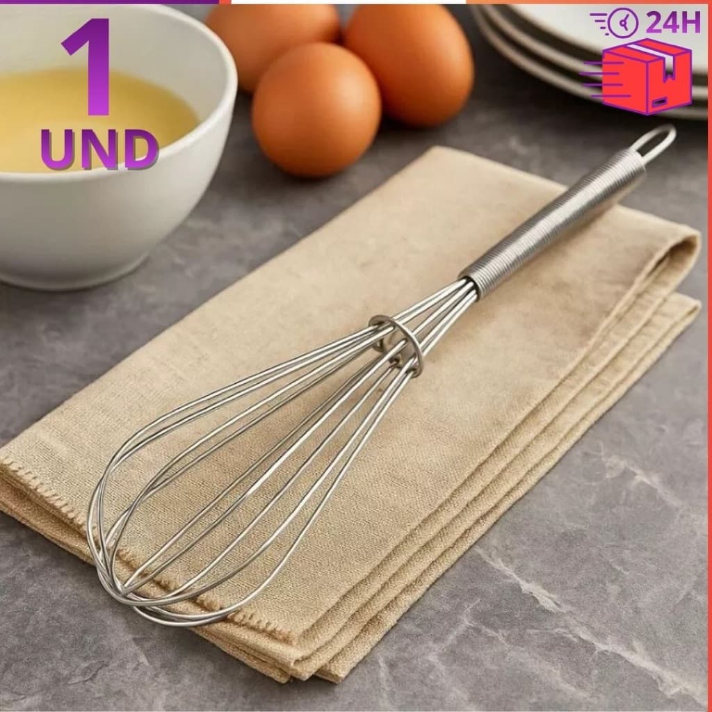 Kit 2 Batedor de Ovos Fouet Aço Inox Profissional Premium Alta Qualidade