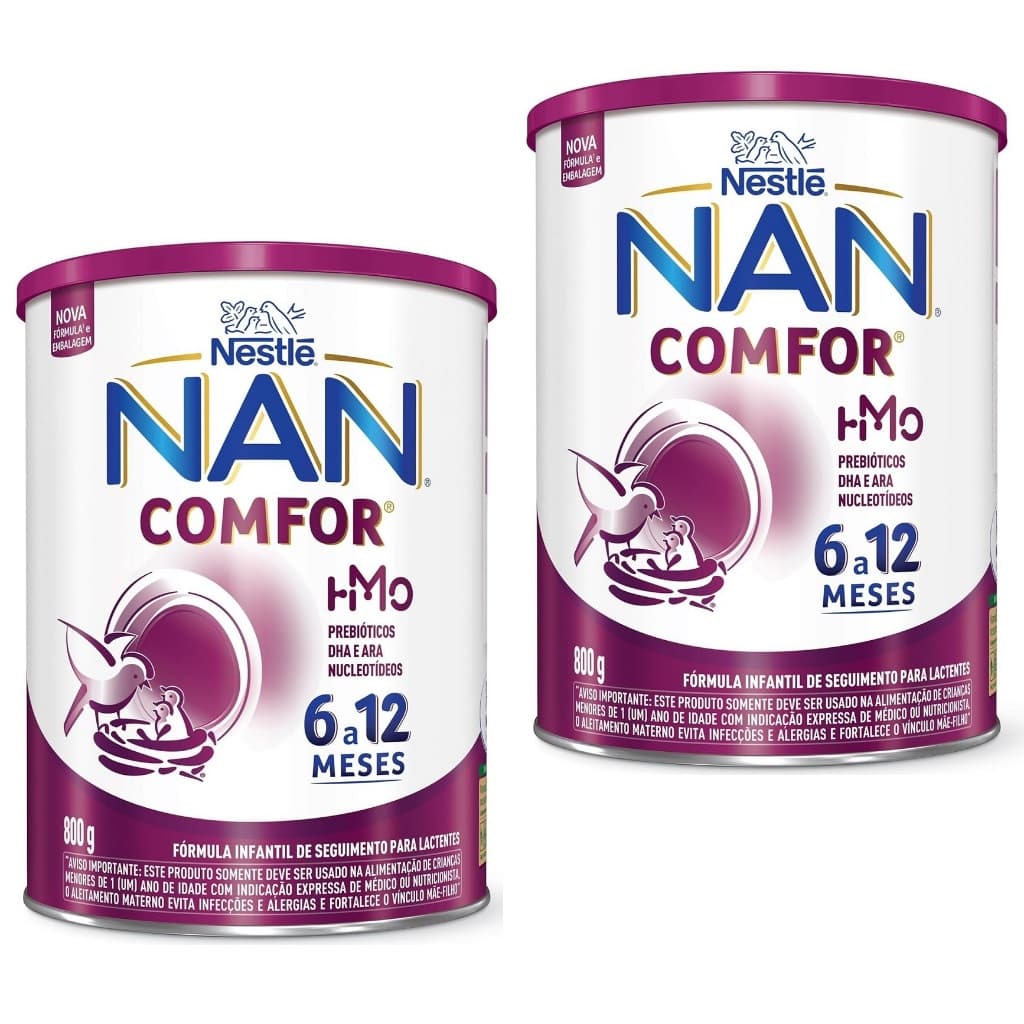 Kit 2 Latas NAN Comfor 6 a 12 Meses 800g cada (ROXO) EQ.1