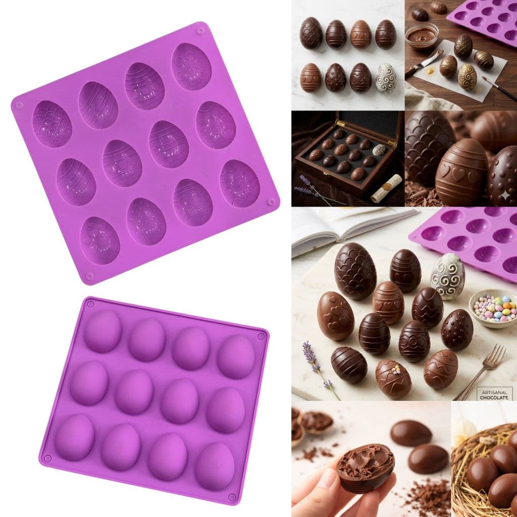 Molde de Silicone 12 Cavidades Ovos de Chocolate Pascoa 80g