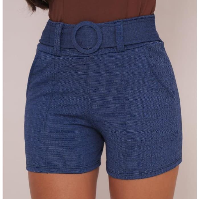 Shorts Feminino Jackar linho mescla com cinto fixo com elastano