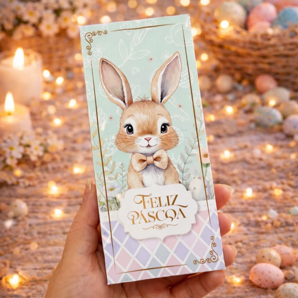 CAIXINHA PORTA BARRA DE CHOCOLATE PÁSCOA - CAIXINHA BARRA DE CHOCOLATE 80G - CAIXINHA PÁSCOA PARA BARRA DE CHOCOLATE