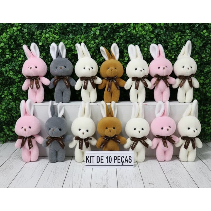 kit de 10 unidades coelho aveludado 14 cm| coelho de pelúcia rosé| Molli719