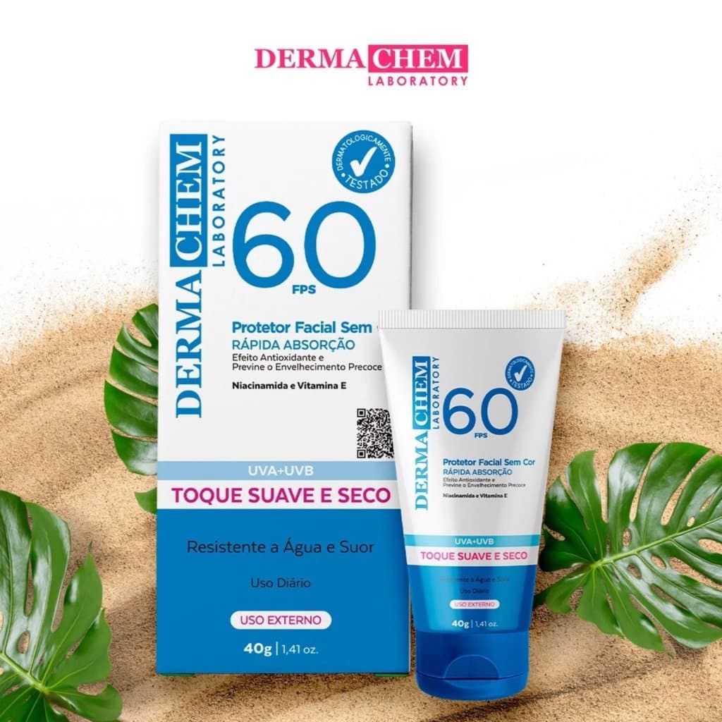Protetor Solar Facial Sem Cor Fps60 40g Dermachem