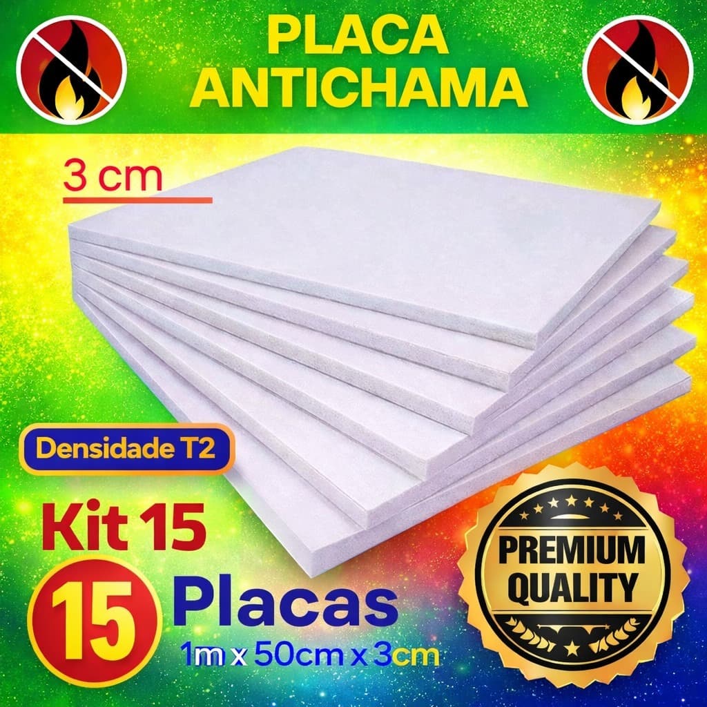 Kit 15 Placas de Isopor 3cm Isolamento Calor e Som Anti Chamas
