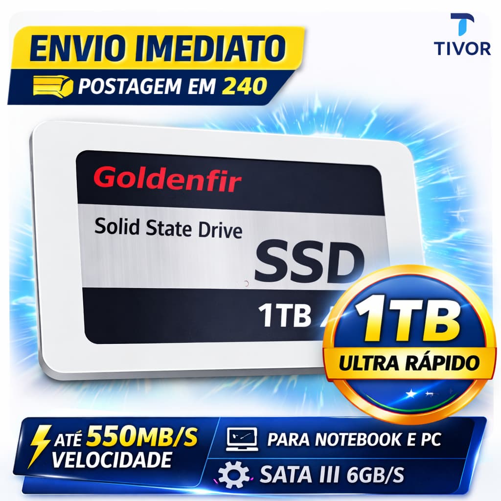 HD SSD 1TB Goldenfir 2.5 SATA III Alta Velocidade 550MB/s – Upgrade para Notebook, PC Gamer e Desktop