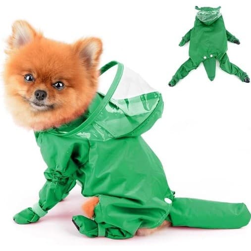 PAIDEFUL Casaco de chuva para cães pequenos, cobertura total de corpo inteiro, macacão de quatro pernas, à prova d'água.