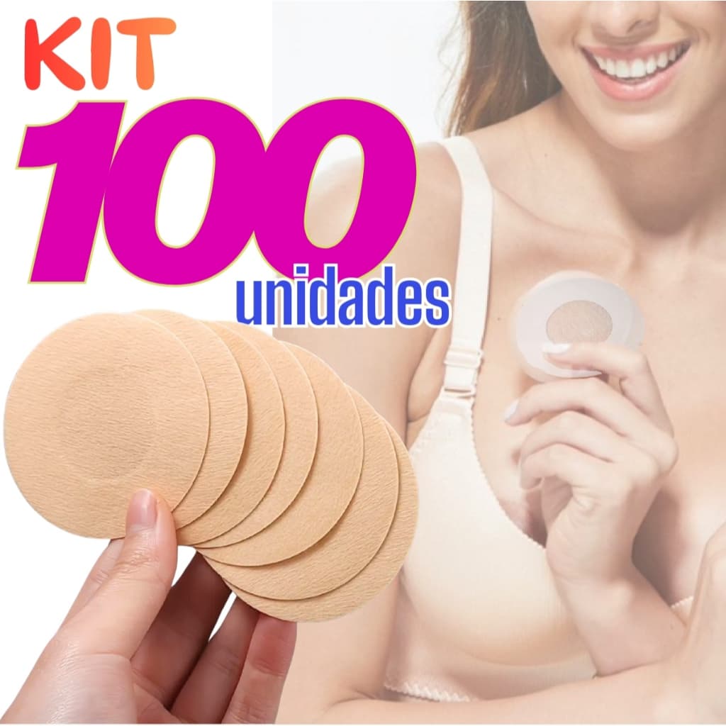 Kit 100 Unid Adesivo Tapa Seios Invisível Tampar Bico do Peito Discreto