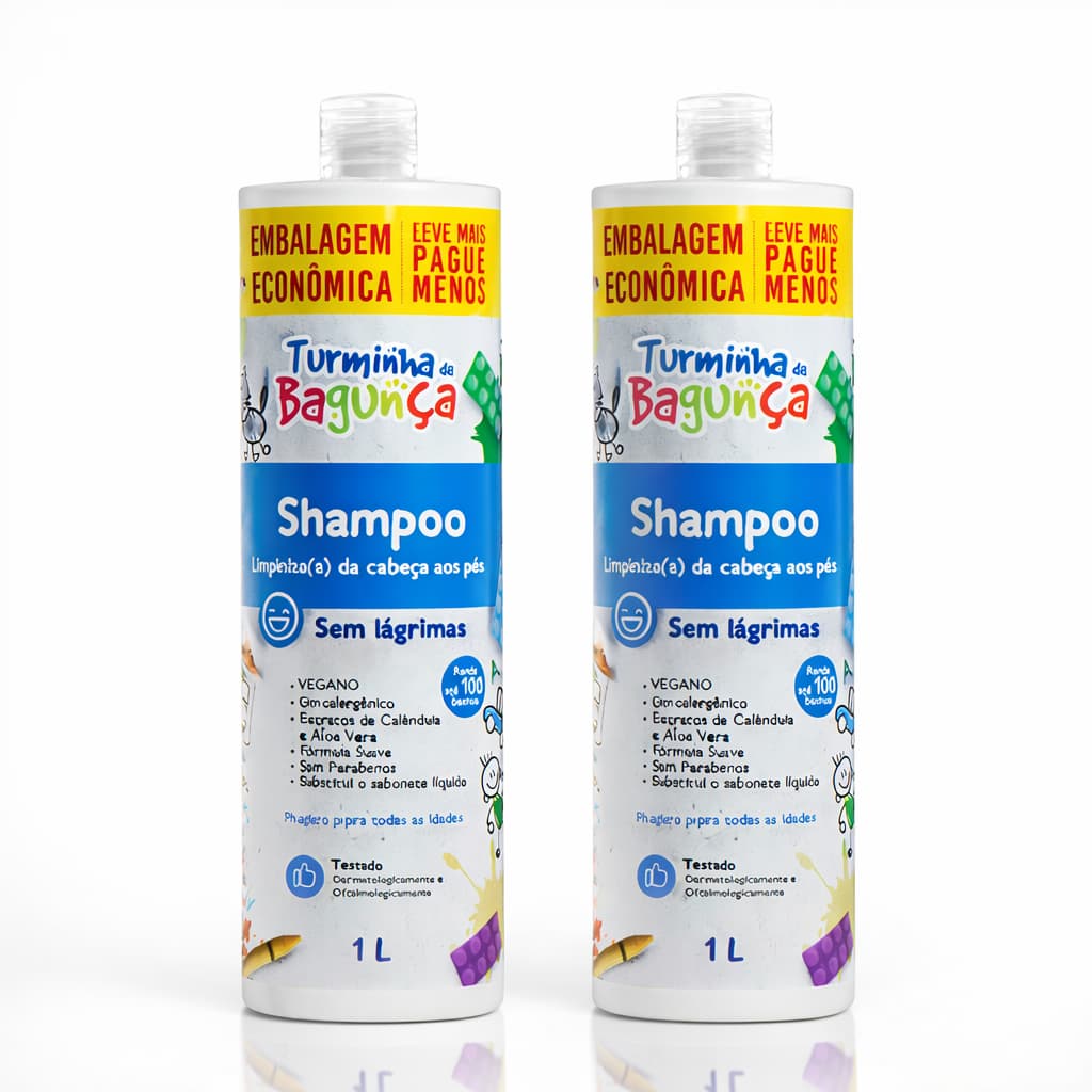 02 Shampoo \ Sabonete Liquido Infantil 1LT Turminha da Bagunça - Sem Lágrimas