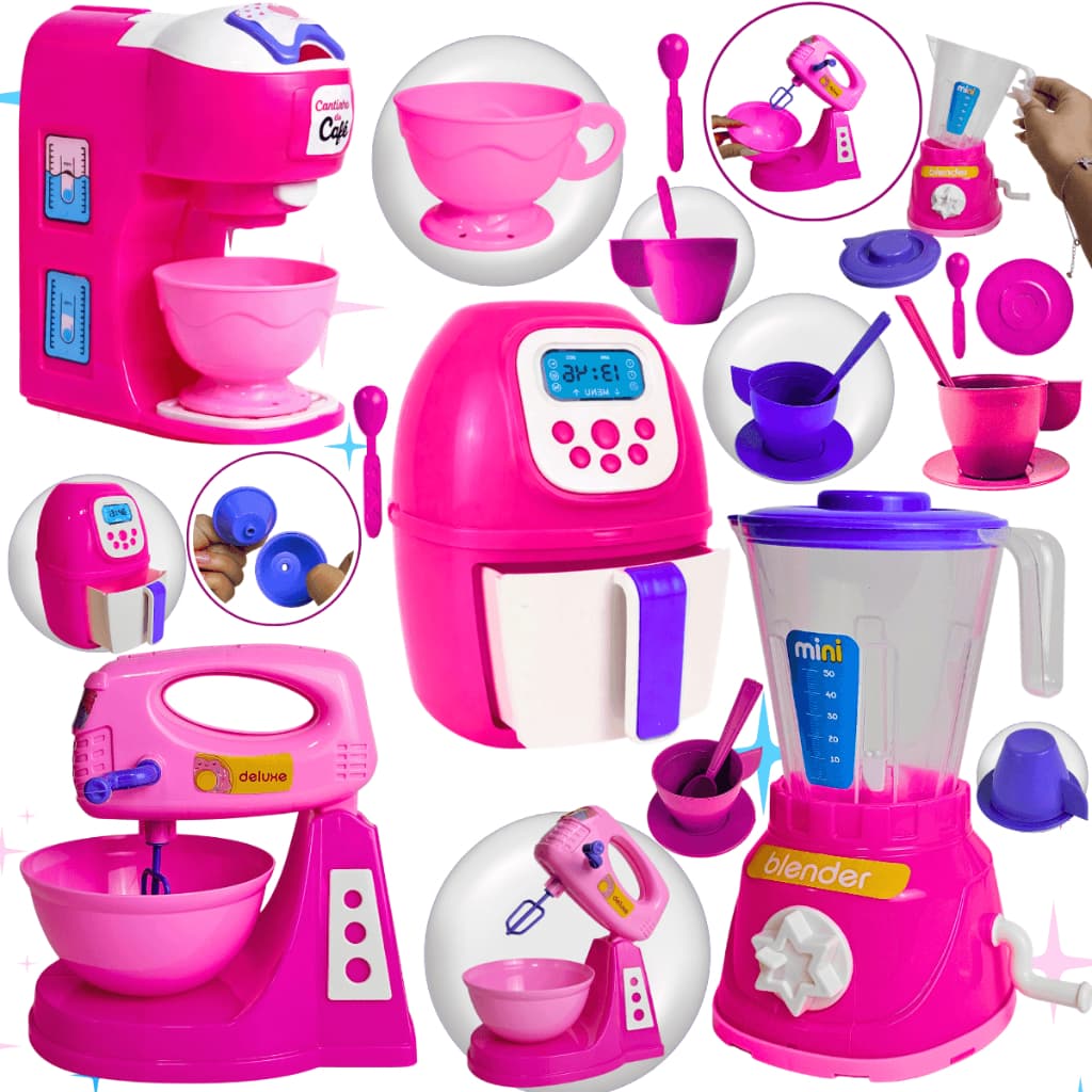 Kit Cozinha Infantil 25pcs Brinquedo Eletrodomésticos Comidinhas Acessórios
