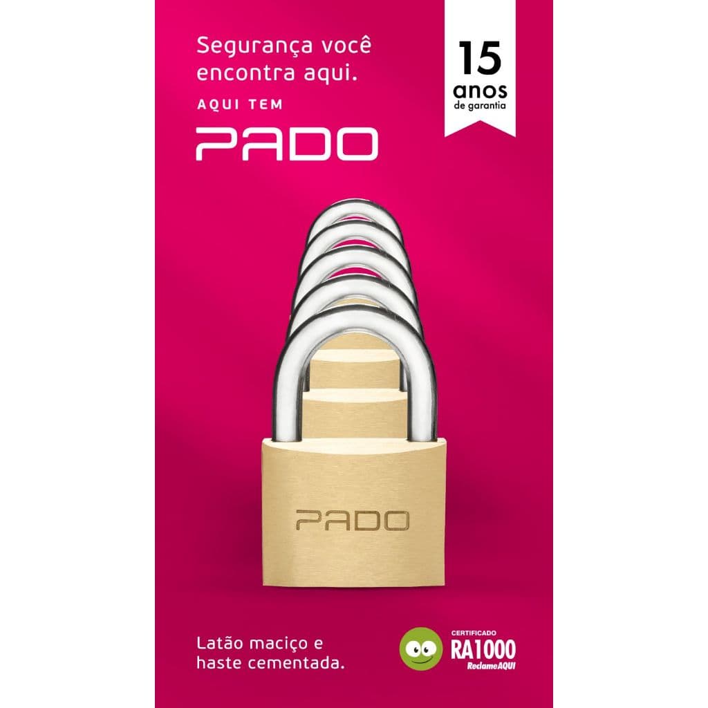 Cadeado Pado Original Resistente LT 25mm c/ 2 chaves Alta Qualidade Ideal para Armários Malas Bolsas