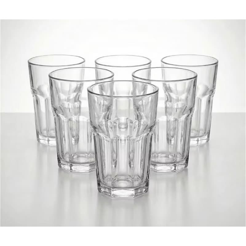 Jogo 06 Copos Vidro Grosso 310ml Transparente Ideal Agua Suco Drink Vitaminas
