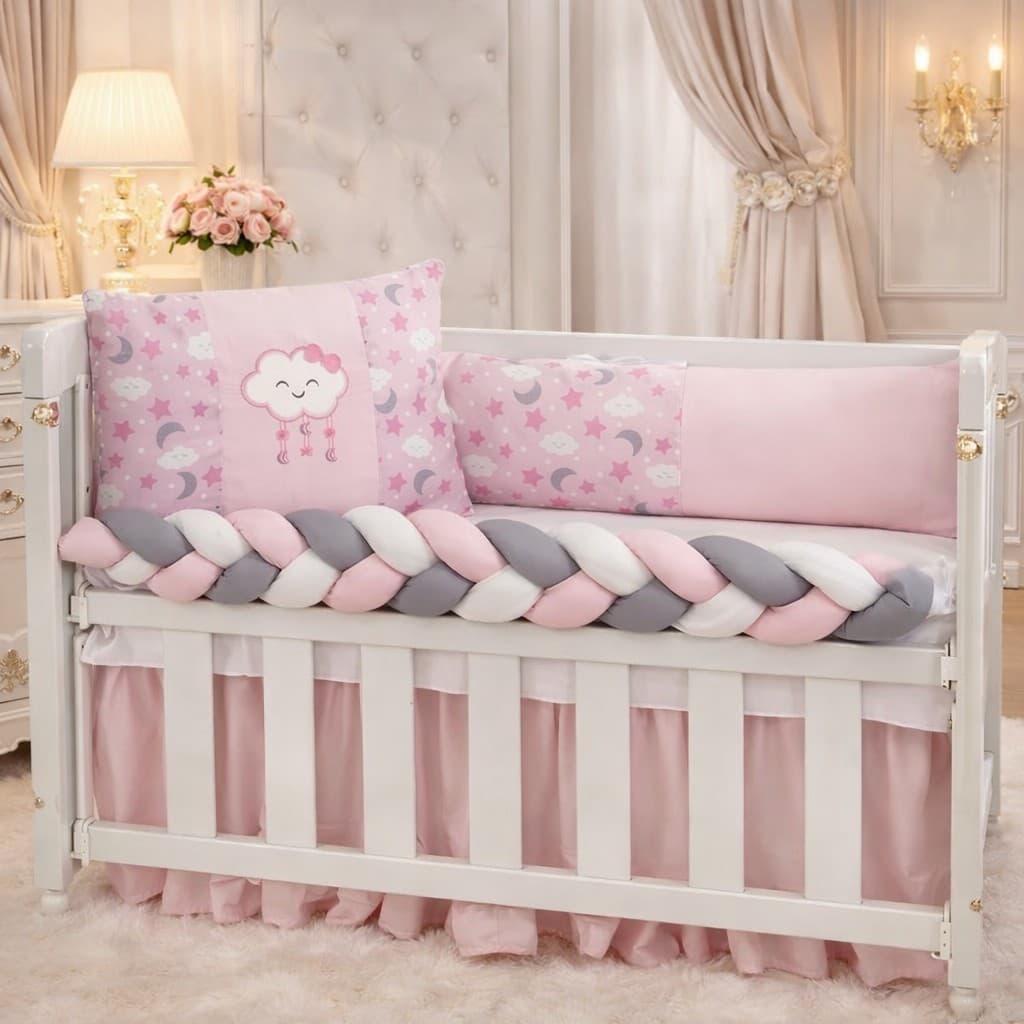 Kit Mini Berço Protetor de Berço Classic Menino Menina 06 Peças